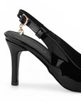 Zapatilla Negro Dama Puntal Destalonado Formal Tacon Elegante 4040883