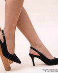 Zapatilla Negro Dama Puntal Destalonado Formal Tacon Elegante 4040885