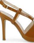 Zapatilla Cafe Mujer Tacon Alto Delgado Tiras Elegante Moda Dama 4040886