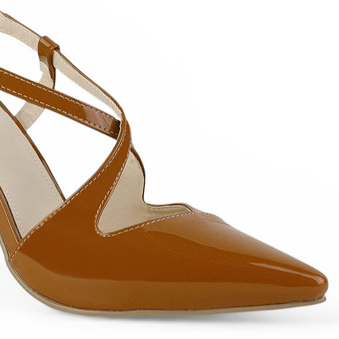 Zapatilla Cafe Mujer Tacon Alto Delgado Tiras Elegante Moda Dama 4040886