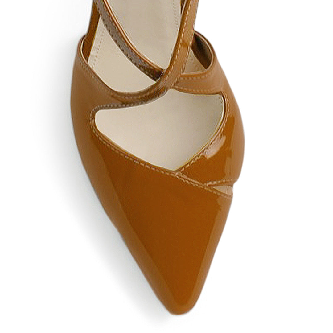 Zapatilla Cafe Mujer Tacon Alto Delgado Tiras Elegante Moda Dama 4040886