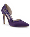 Zapatilla Morado Mujer Elegante Stiletto Tacon Delgado Puntal Moda 4040889