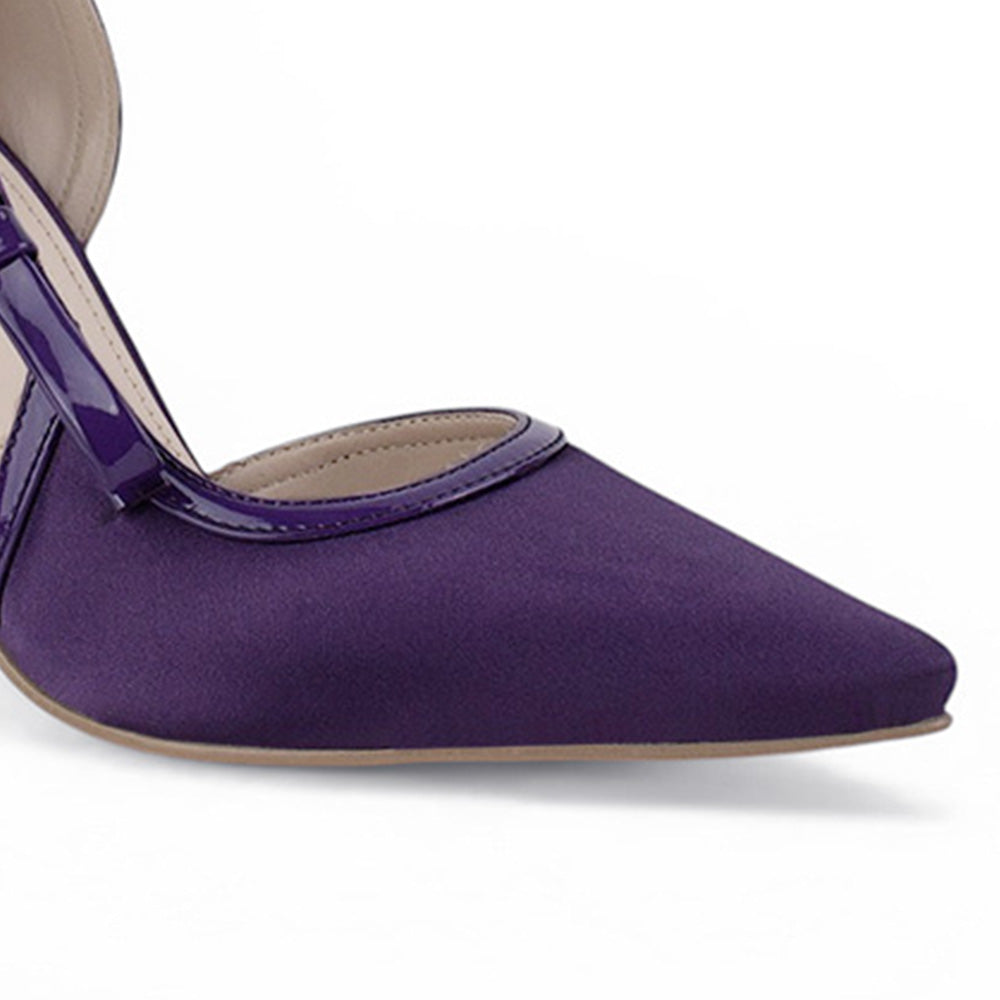 Zapatilla Morado Mujer Elegante Stiletto Tacon Delgado Puntal Moda 4040889