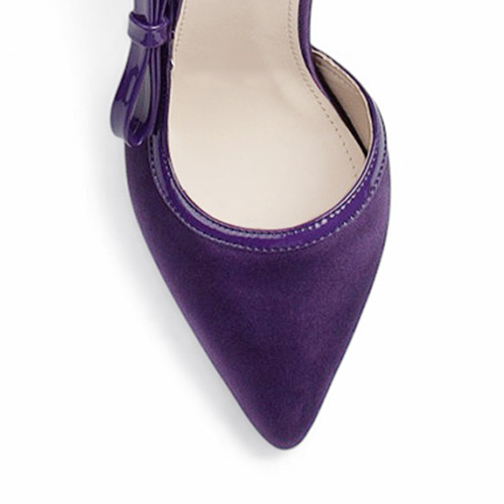 Zapatilla Morado Mujer Elegante Stiletto Tacon Delgado Puntal Moda 4040889