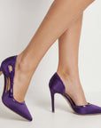 Zapatilla Morado Mujer Elegante Stiletto Tacon Delgado Puntal Moda 4040889