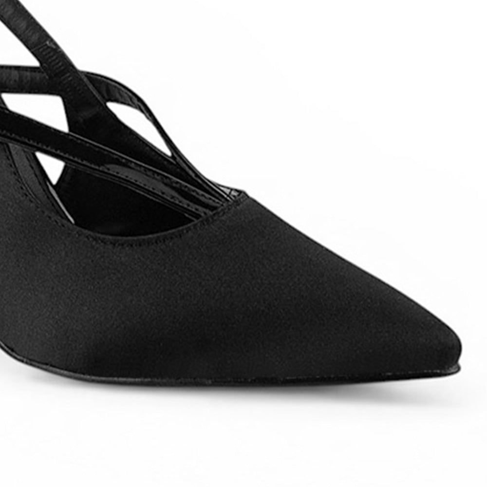 Zapatilla Negro Dama Tacon Alto Punta Fina Elegante Fiesta Moda 4040891