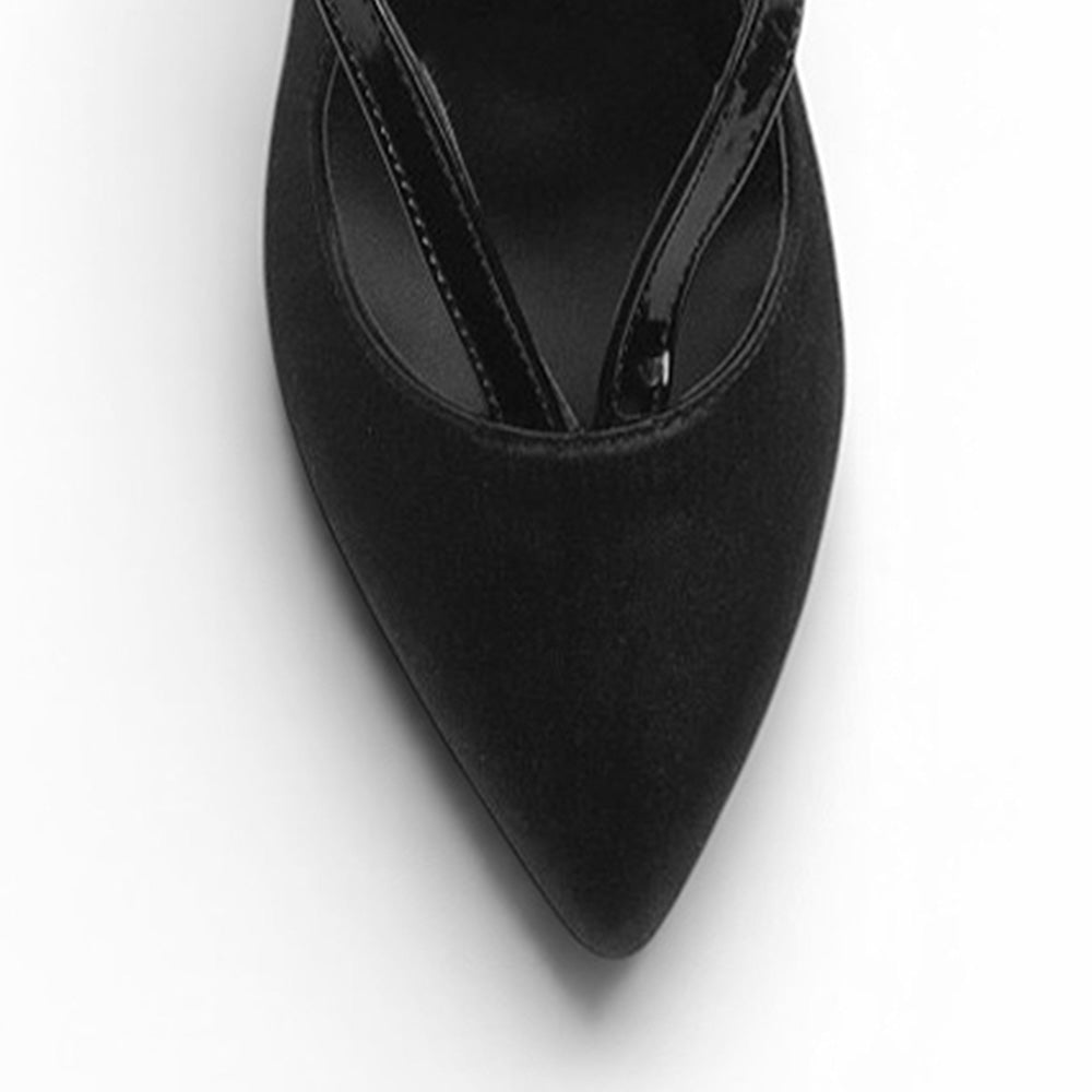Zapatilla Negro Dama Tacon Alto Punta Fina Elegante Fiesta Moda 4040891