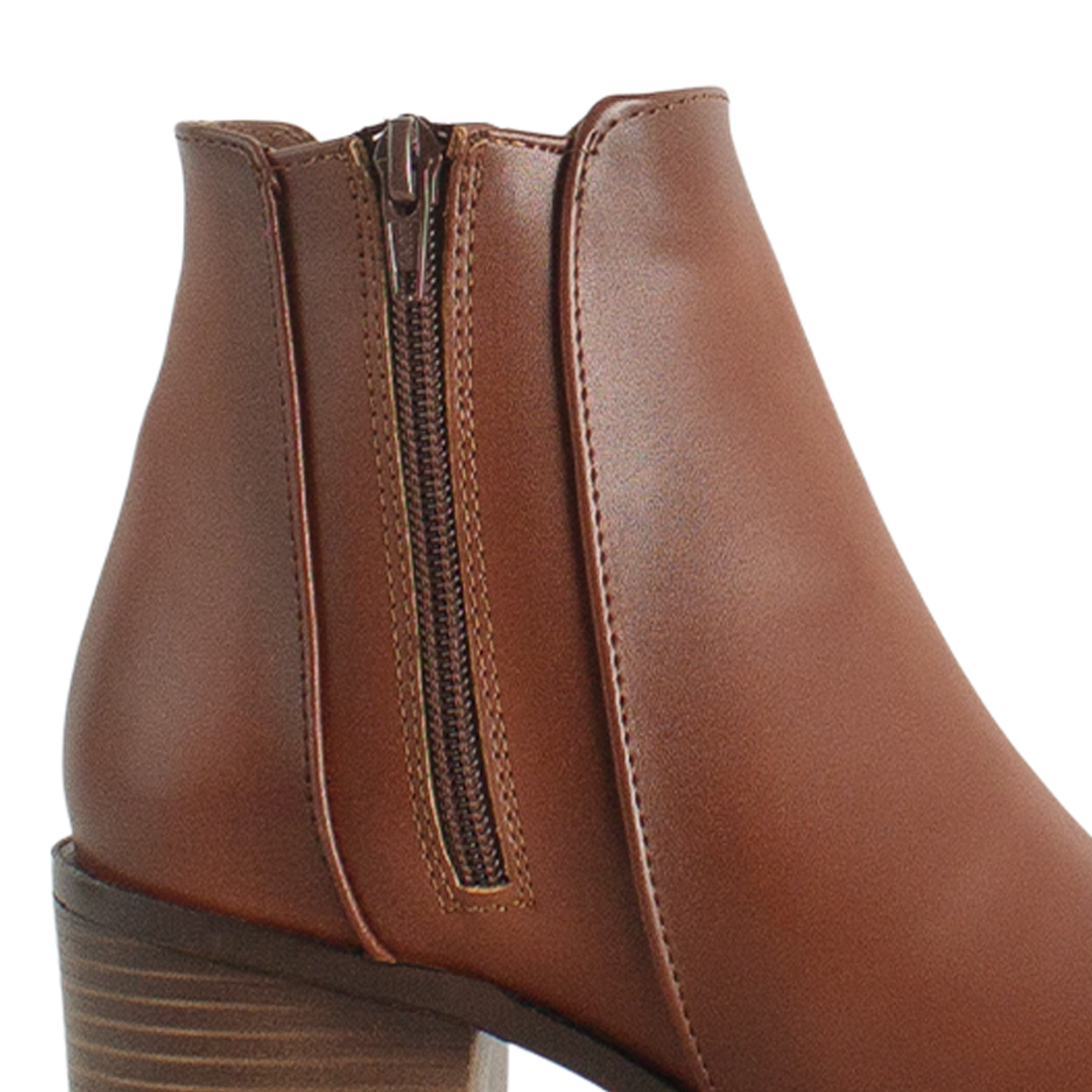 Botín Cafe Mujer Estilo Casual Trenzado Tacón Bajo Grueso Moda 4760102