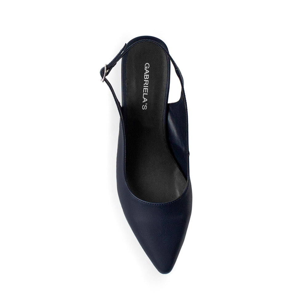 Vista superior de zapatilla azul marino para mujer puntal 