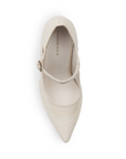 Vista superior de zapatilla para mujer tipo stiletto color beige