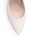 Vista de material cabra sintetico en zapatilla tipo stiletto para mujer en color beige