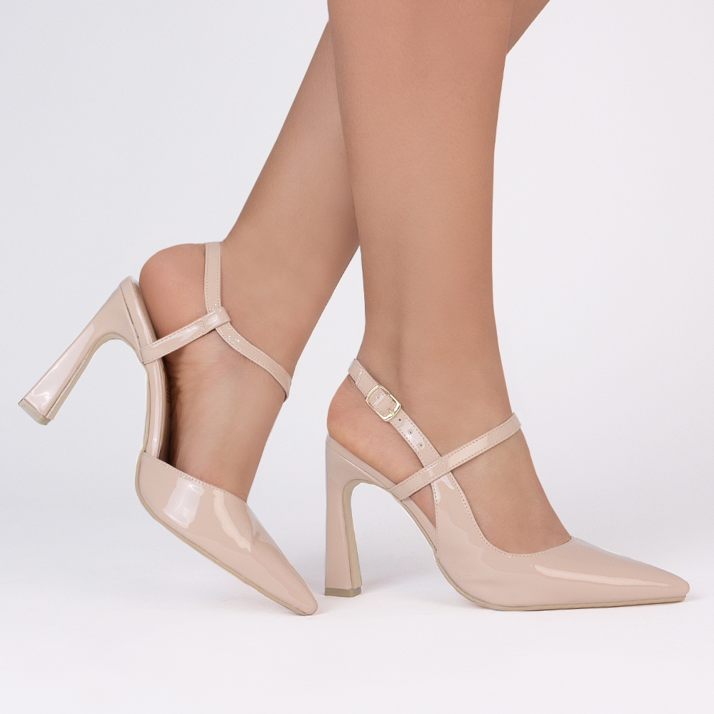Zapatillas maquillaje con pulsera y tacón medio de 10cm para mujer