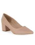 Vista diagonal de zapatilla maquillaje para mujer tipo stiletto con tacón bajo de 5cm