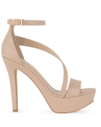 Vista lateral de zapatilla maquillaje para mujer con tacon alto