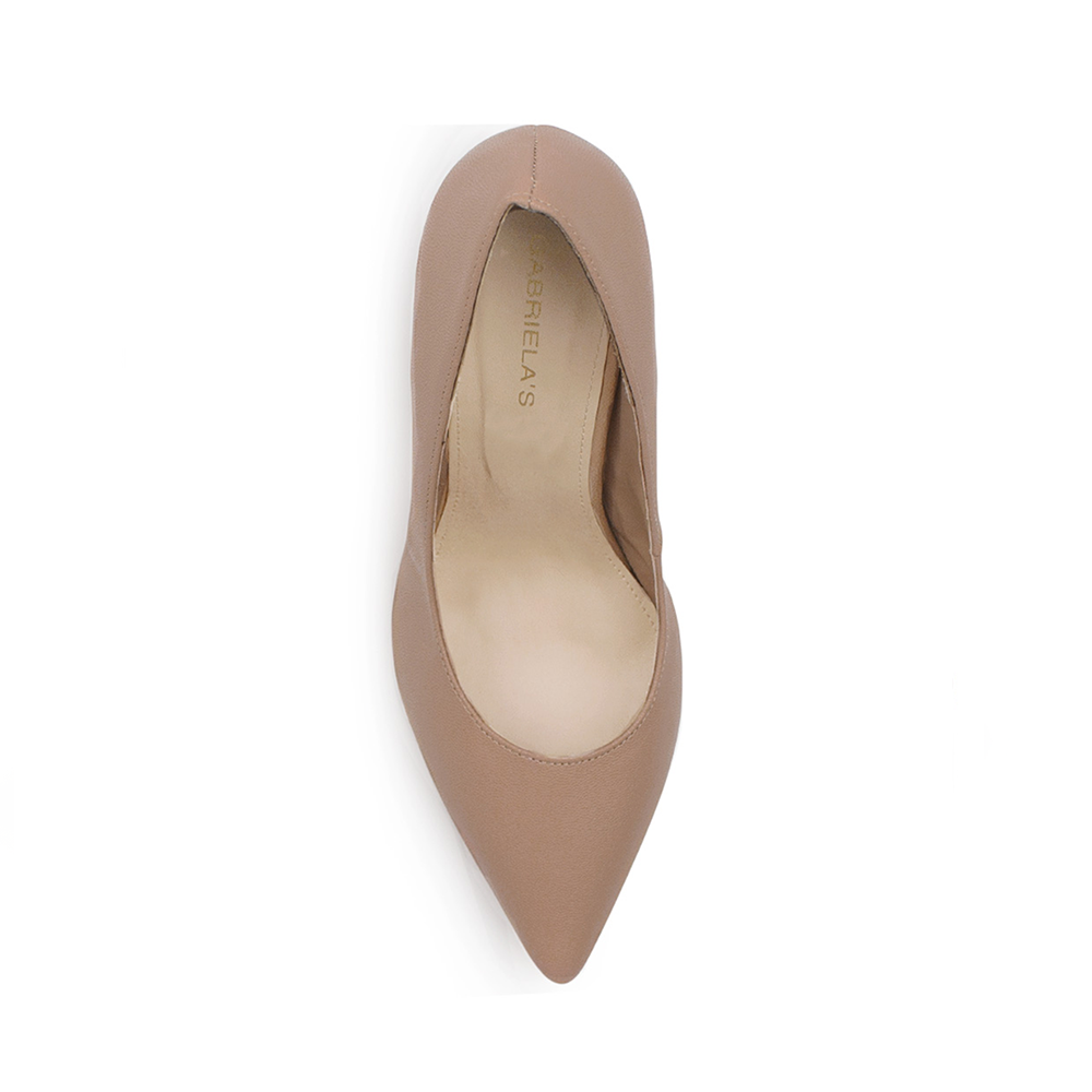 Vista superior de zapatilla para mujer tipo stiletto color maquillaje