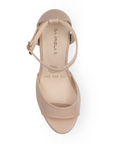 Vista superior de zapatilla con pulsera y tacón 13cm en color maquillaje