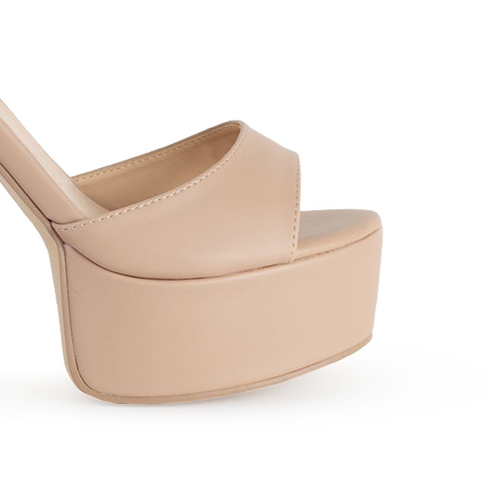 Vista de material cabra sintético en zapatilla maquillaje con pulsera y tacón 13cm para mujer