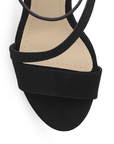 Vista de material buck en zapatilla para mujer color negro