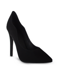 Vista diagonal de zapatillas para mujer puntales con tacón delgado 10cm en color negro