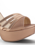 vista del material cabra sintetico en zapatillas oro rosa