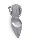 Vista superior de zapatilla plata con pulsera para mujer puntal