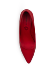Vista superior de zapatilla tipo stiletto para mujer en color rojo