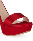 Vista de material shantung de zapatilla color rojo para mujer