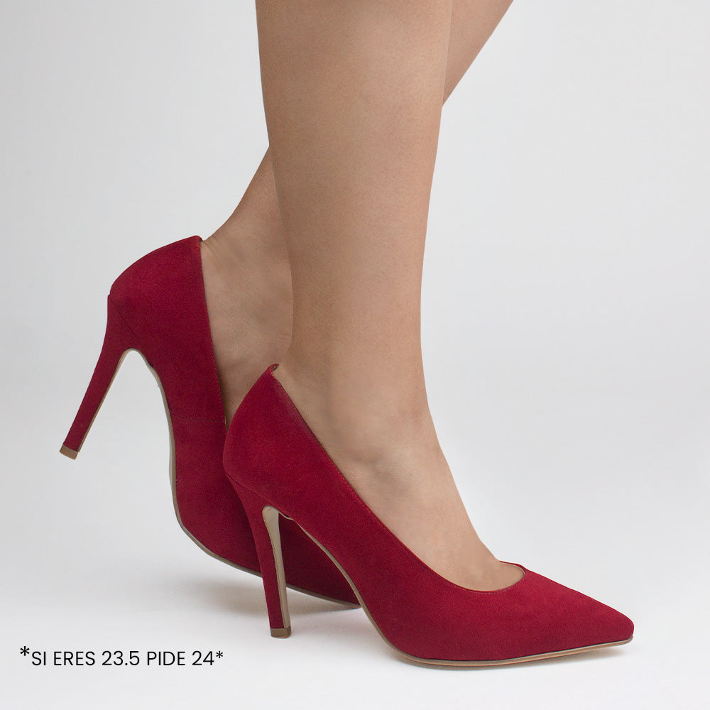Zapatillas rojas para mujer puntales con tacón delgado