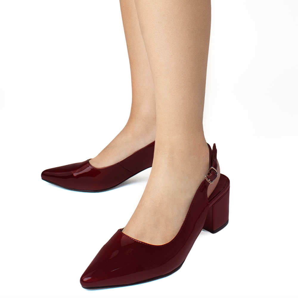 Zapatillas vino para mujer con tacón bajo 6cm destalonadas