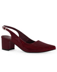 Vista diagonal de zapatilla vino puntal destalonada de tacón 6cm