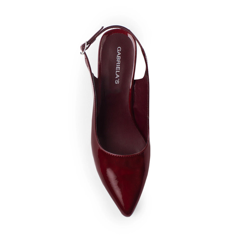 Vista superior de zapatilla vino para mujer puntal 