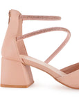 Zapatilla Maquillaje Oro Rosa Puntal Doble Tira Brillos Tacon Ancho Bajo Casual 3201231