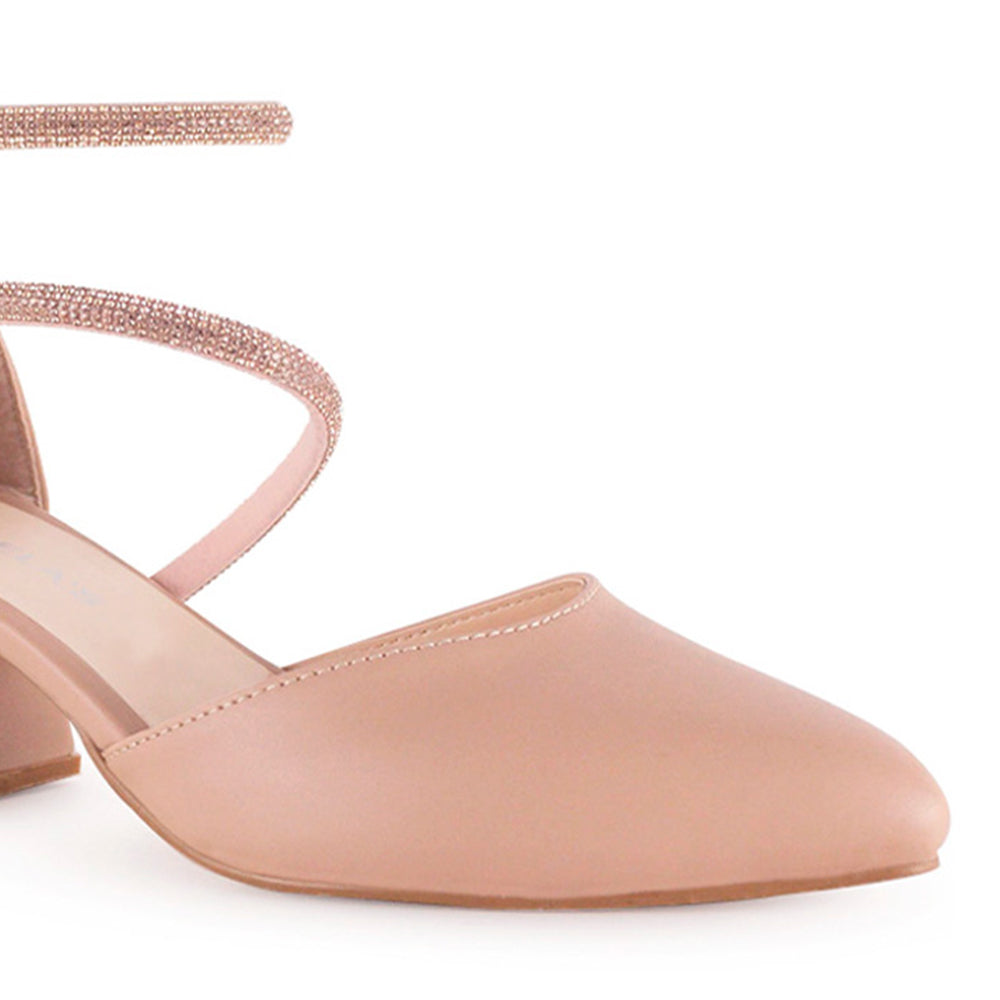 Zapatilla Maquillaje Oro Rosa Puntal Doble Tira Brillos Tacon Ancho Bajo Casual 3201231
