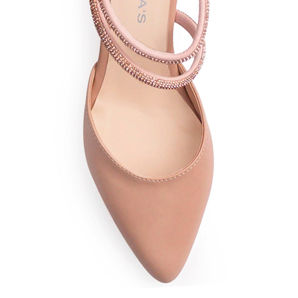 Zapatilla Maquillaje Oro Rosa Puntal Doble Tira Brillos Tacon Ancho Bajo Casual 3201231